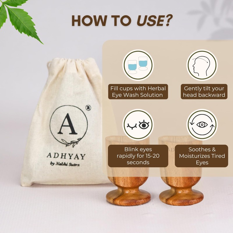 ADHYAY Netra Neti Neem Wood Eye Wash Cups-Ayurvedic Healing With