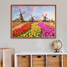 AveJoys Jigsaw Puzzles for Adults 1000 Piece Windmill & Tulip 27.56 x 19.69 Inch Jigsaw Puzzle for Adults Educational Game 1000 Pieces Amsterdam Puzzles for Adult