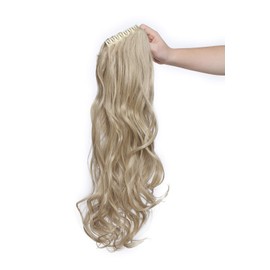 Long Short Claw Ponytail Hair Extensions One Piece Cute Clip in on Ponytail Jaw Claw on Straight Curly Hairpiece Brown Blonde Black Ombre 24" Curly Ash blonde mix bleach blonde
