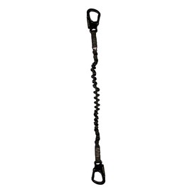 Fusion Tactical 2ft 24"x1" Internal Elastic Bungee Military Police Personal Retention Helo Lanyard with Dual Locking Snap Hook 23kN Black (LH-32-8001-8001-BK24)