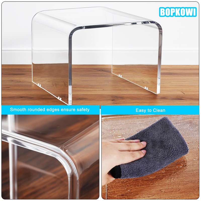 BOPKOWI Acrylic Step Stool,Acrylic Stool,Acrylic Small Step Stool,Clear Foot Stool,Clear