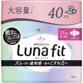 Ellis Lunar Fit Bare Skin Texture for Many Days, With Wings, 9.1 inches (23 cm), 40 Pieces