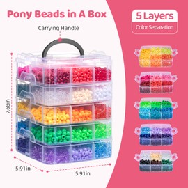 Umikk 5400Pcs Pony Beads, 30 Assorted Colored Beads for Bracelets Making, Kandi Friendship Bracelet, Craft, Jewelry Making, Hair Beading, Chirstmas Gifts for Girls (Boxed)