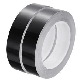 HARFINGTON 2Pcs Floor Tiles Black Foil Lines Metallic Mirror Tape 0.98" x82 Ft Ft Self Adhesive Decor Floor Wall Seam Sticker Waterproof Gap Sealing Tape for Kitchen Bathroom Cabinet