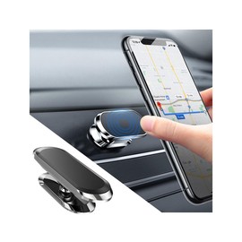TSUGAMI Magnetic Car Phone Holder, 360° Rotation Degree Vehicles Dashboard Strong Magnet Phone Mount with 2 Metal Plate, Adjustable Automotive Interior Accessories, Universal Fit (Silver)