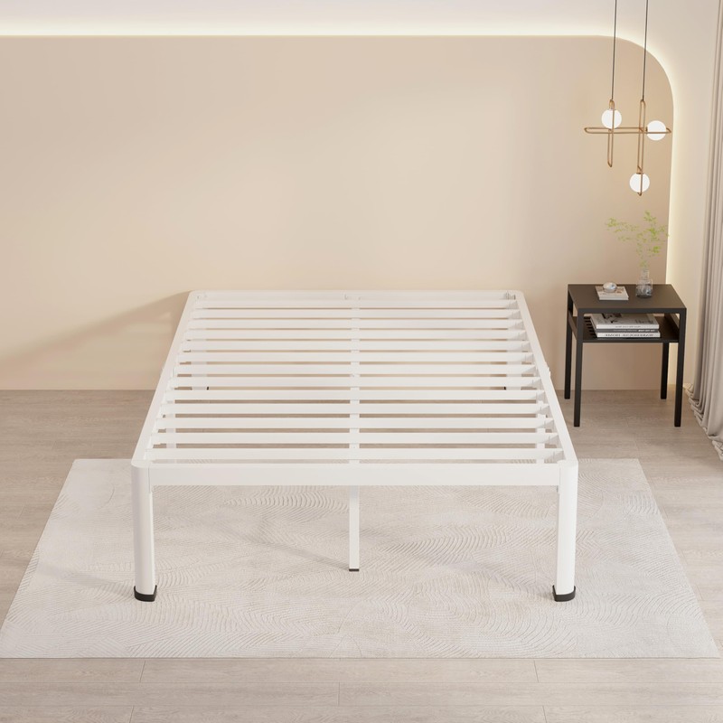 MAF 18 Inch Full Size Bed Frame White with Round