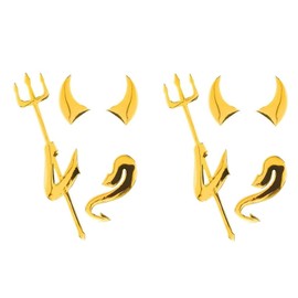 JRYGAC Pack of 2 Car Stickers, Devil Sticker Car, 3D Sticker Car, Emblem Waterproof Sticker, Devil Car Decoration Car Sticker Logo for Car, Truck, Motorcycle, Notebook (Gold)