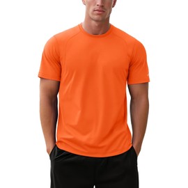 Men's Workout Shirts Dry Fit(Bright Orange,L)