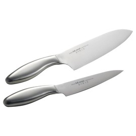 Fullmetal Hocho Knives, Japanese Chef Knife Set, Santoku and Petty, Blade Length 6.7" (170mm) Santoku / 5.3" (135mm) Petty, Made in Japan, 84K-2