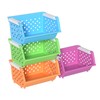 Ponpong 4 Pack Plastic Storage Basket Stackable, Open Front Storage