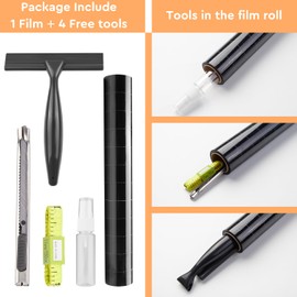 Kromapolis Blackout Window Privacy Film Total Light Blocking Room Darkening Window Covering, Removable Static Cling Frosted Glass Window Tint, Non-Adhesive, Black 23.6'' x 78.7''