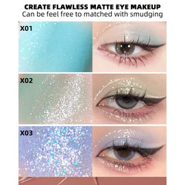 Liquid Matte Glitter Eye Shadow, Shimmer Matte Liquid EyeShadow Kit - 3 Pieces High Pigmented Velvet Cream Eyeliner Stick, Quick Drying Long Lasting Create Multi Dimensional Korean Eye Makeup-C