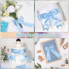 10mm Water Blue Satin Ribbon 22M ，Fabric Hair String Ribbon for Craft, Flower Bouquets, Gift Wrapping, Wedding, Bow Making and Valentines Christmas Decoration