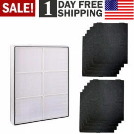 Fit Whirlpool Filter Replacement Set for Whirlpool Whispure AP450 AP510 1183054 1183054K - 1 HEPA Filter + 6 Carbon Pre-filters