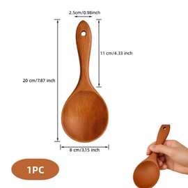 Natural Wood Rice Spoon - Non-Stick Ergonomic Cooking Spoon for Serving Rice, Sushi & Mashed Potatoes - Sustainable, Heat Resistant & Ideal as a Housewarming Gift
