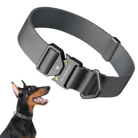 BuddyArmor Dog Collar Pro, Soft Lightweight Dog Collar with Metal Buckle Quick Release Heavy Duty Adjustable Nylon Dog Collar for Training Walking for Small Medium Large Dogs (Space Gray, M)