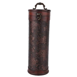 Garosa Retro Wooden Wine Gift Box Portable Vintage Round Wooden Single Red Wine Storage Box With Handle
