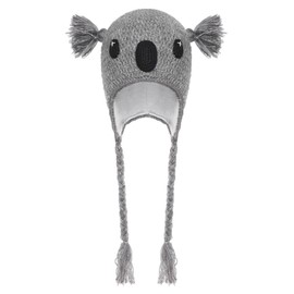 THE COLLECTION ROYAL Woolen Aand Fleece Lined Knitted Winter Animal Ear Flap Beanie Hat for Women and Men (Koala)