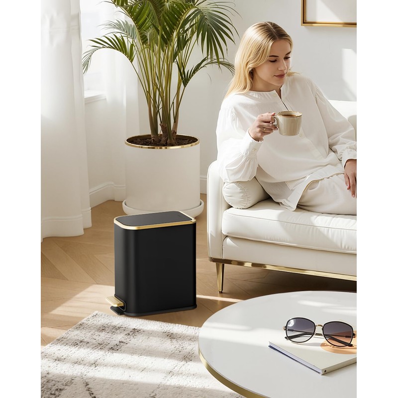 Cesun Small Bathroom Trash Can with Lid Soft Close, 5