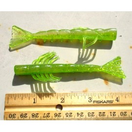 ALL AMERICAN Tournament Quality Soft Plastic Baits 10ct CHARTREUSE GHOST 4" SHRIMP TAIL GRUBS Bass Fishing Lures Saltwater Baits