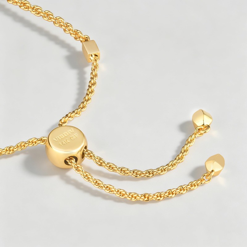 Gold Bracelets for Women 14k Gold Filled Adjustable Twisted Rope