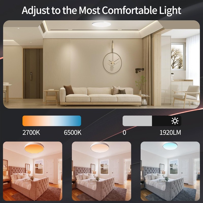 DoHome Smart LED Ceiling Lights RGBCW Color Changing Ceiling Light