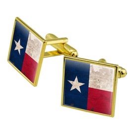 GRAPHICS & MORE Rustic Texas State Flag Distressed USA Square Cufflink Set Gold Color