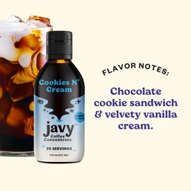Javy Coffee Concentrate - Cold Brew Coffee, Perfect for Instant Iced Coffee, Cold Brewed Coffee and Hot Coffee, 35 Servings - Cookies N’ Cream