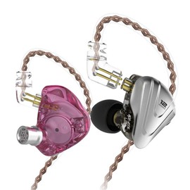 NEX KZ ZSX 5BA+1DD 6 Driver Hybrid in-Ear HiFi Earphones with Zinc Alloy Faceplate, 0.75mm 2 Pin Detachable Cable (With mic, Purple)