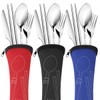 Arroyner 3 Pack Reusable Flatware Sets Knife, Fork, Spoon, Chopsticks,