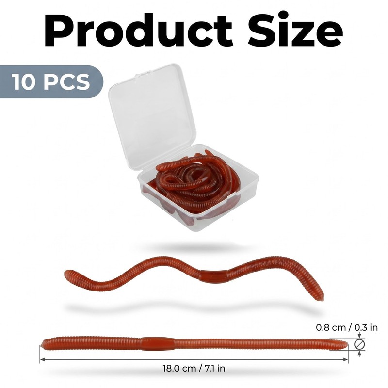 Hopzab 10PCS Realistic Stretchy Earthworm Prank Toys, Novelty Wiggly Worms