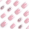 Cute Medium Short Square Press on Nails 24Pcs False Fake