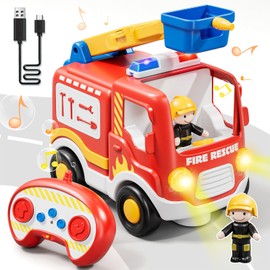 Lehoo Castle Remote Control Car, Toddler Toys with Sound and Light, RC Fire Engine Toys Car Toys Birthday Gift Present, Toys for 2 3 4 Year Old Boy Girls