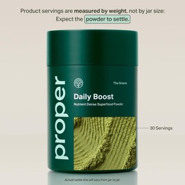 Proper, The Greens Daily Boost Organic Greens Powder. Whole Food, Apple Flavor Veggie Powder Superfood with Wheatgrass, Spirulina, Chlorella, Probiotics. Daily Drink Mix for Wellness and Digestion
