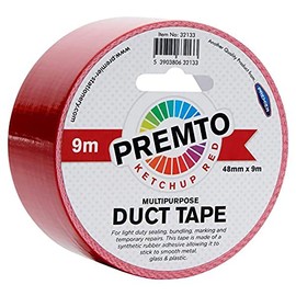 Premier Stationery Premto Mehrzweck-Klebeband, perfekt für eine Vielzahl von Kunst- und Bastelprojekten, 48 mm x 9 m, wunderschöne rote Farbe in Ketchup-Rot