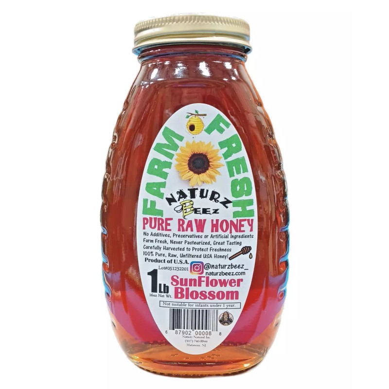 NATURZ BEEZ RAW HONEY SUNFLOWER 1Lb 454g 100% PURE RAW