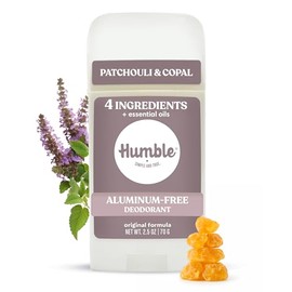Humble Brands - Barra desodorante sin aluminio natural para mujeres y hombres, dura todo el día, seguro y certificado sin crueldad, pachulí y copal, paquete de 1
