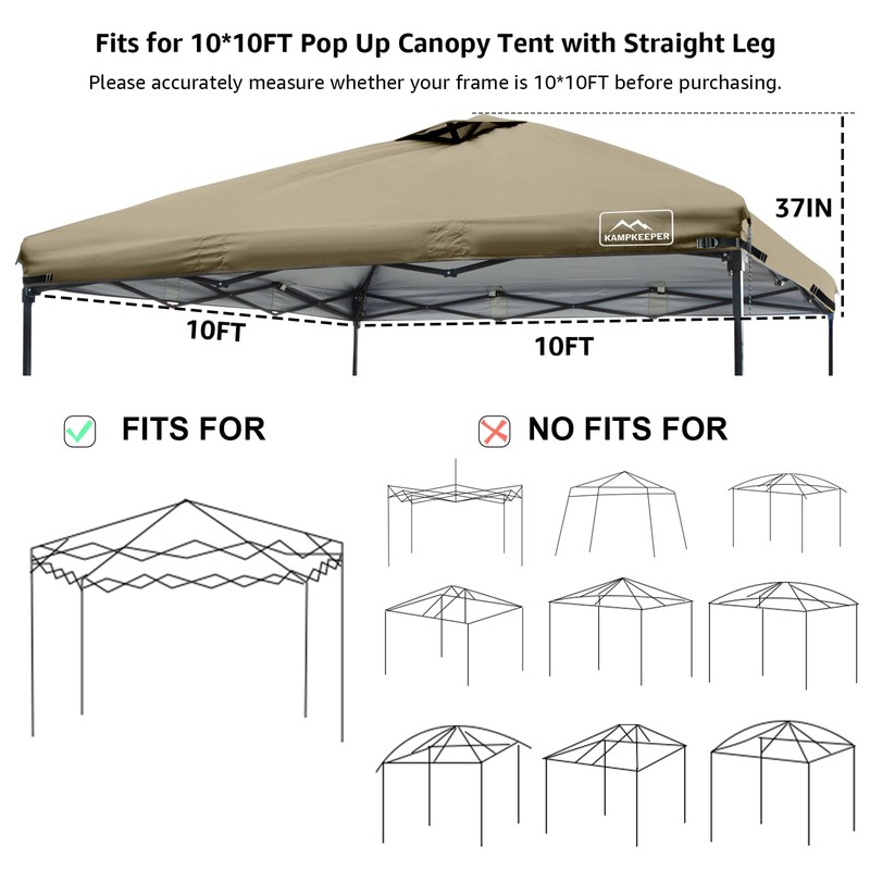 KAMPKEEPER Replacement Top Pop Up Canopy Tent Cover Roof with