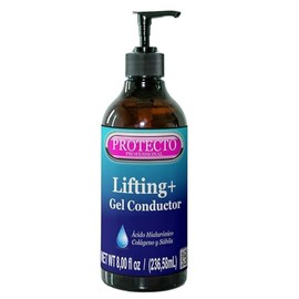 Protecto Gel Conductor Efecto Lifting Facial y Corporal para Corriente Galvánica con Ácido Hialurónico y Colágeno, Compatible con Radiofrecuencia, Ultrasonido, Cavitación e IPL (Mediano 240 ml)