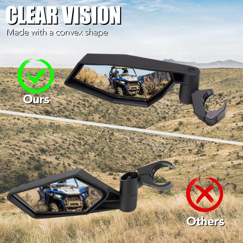 A & UTV PRO Side Mirrors and Rear View Mirror