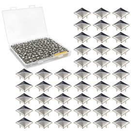 500PCS 10mm Pyramid Studs for Clothing,Silver Square Studs and Spikes with Awl and Screwdriver, Metal Studs for Punk Rock Jewelry Crafts, Clothes, Leather, and Accessories
