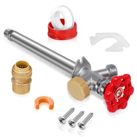 Boltigen 8inch Anti-Siphon Frost Free Proof Sillcock, No Lead Brass Outdoor Faucet Bib with Backflow Preventer, 1/2" Push-to-Fit Connector X 3/4 Inch Hose Bibb Spigot