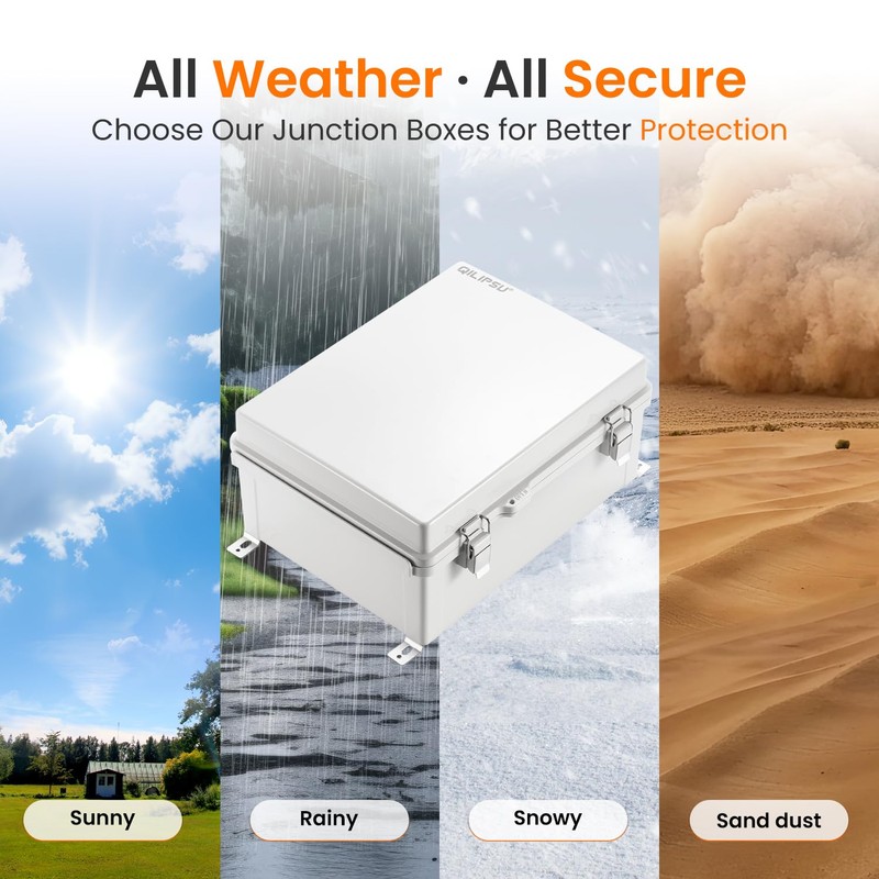 QILIPSU Outdoor Electrical Box, 14.6"x10.6"x5.9" Waterproof Junction Box IP67 Plastic