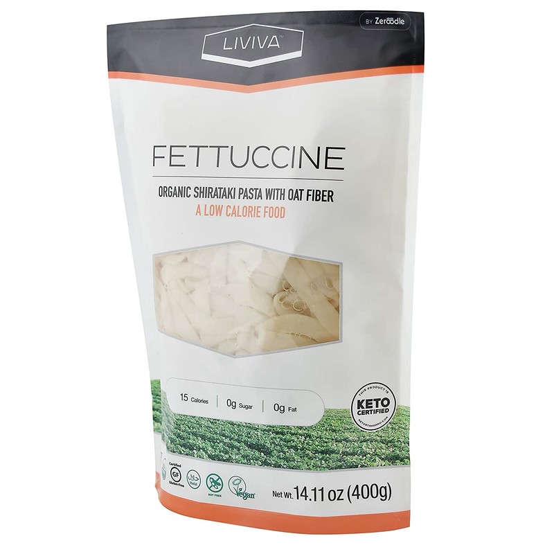 LIVIVA Low Calorie Keto-Certified Organic Shirataki Fettuccine 14 Ounce (Pack
