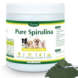 Spirulina Powder for Dogs, Natural Green Algae Nutritional Booster, Organic Superfood Supplement for Skin Coat Energy & Immune Support Seasonal Allergy, Pure Spirulina Powder Dog Multivitamin
