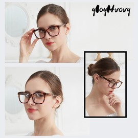 YIOYHVOVY 4 Pack Classic Square Reading Glasses for Women, Blue Light Blocking Readers with Spring Hinge, Oprah Style Retro Trendy (+1.75 Strength)