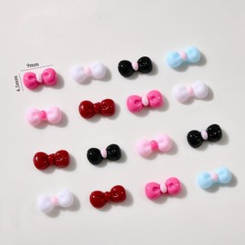 Yuzhiye Nail Parts, Ribbon, 3D, Cute, Large, White, Pink, Red, Bowknots, Jewelry, Deco Parts, Nail Art, Set of 60 (6 Colors)