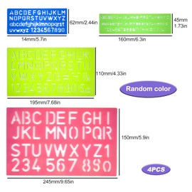 Letter Number Stencils, Alphabet Lettering and Number Stencils Small Plastic Letters Stencil Templates Set 4 Pcs Random Color