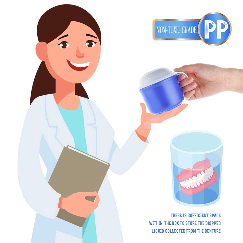 Large Denture Baths Cup, False Teeth Bath Cup with Strainer