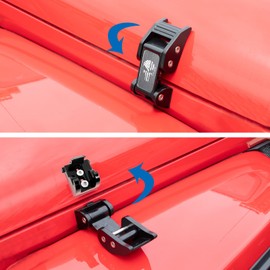 Buling Aluminum Hood Latches Catch Kit Accessories Compatible with Jeep Wrangler JK JKU 2007-2018 & Jeep Wrangler JL JLU 2018-2025 & Jeep Gladiator JT 2020+ (Punisher Skull)